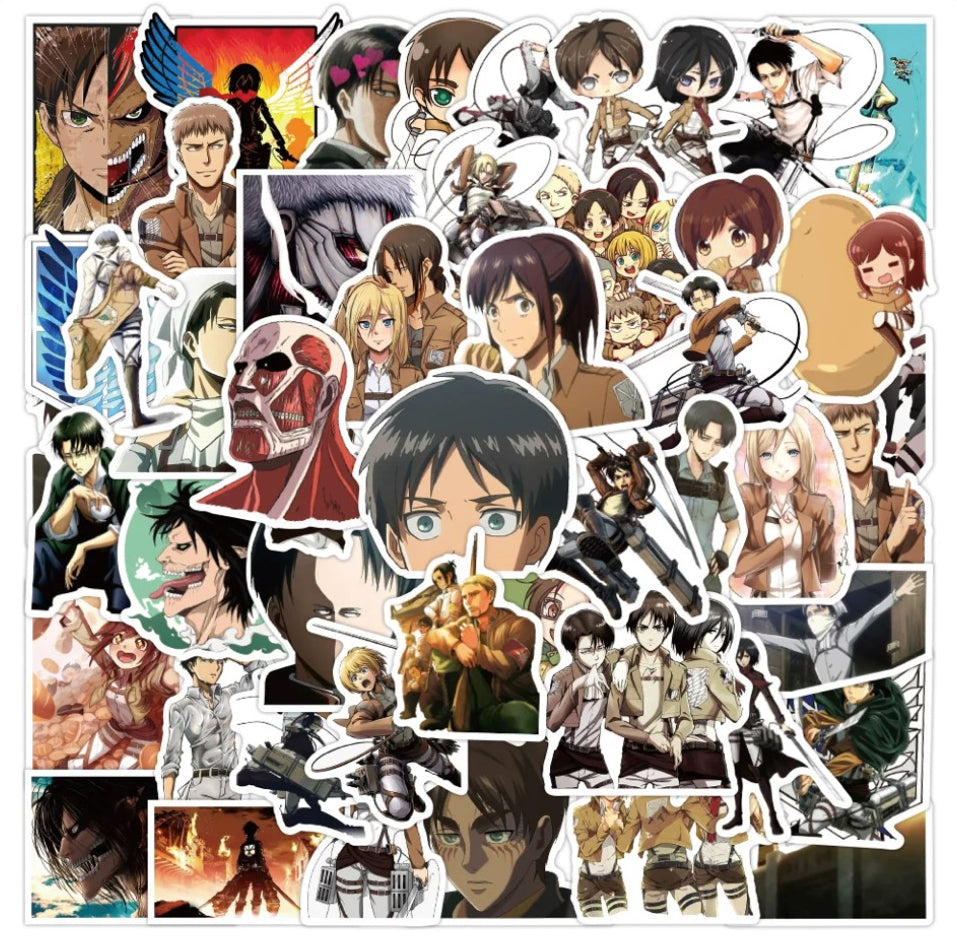 Attack on Titan Stickers (Eren, Mikasa, Armin, Levi) – DIY Decorative Anime Character Stickers