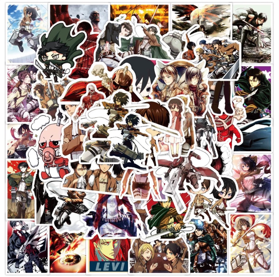 Attack on Titan Stickers (Eren, Mikasa, Armin, Levi) – DIY Decorative Anime Character Stickers