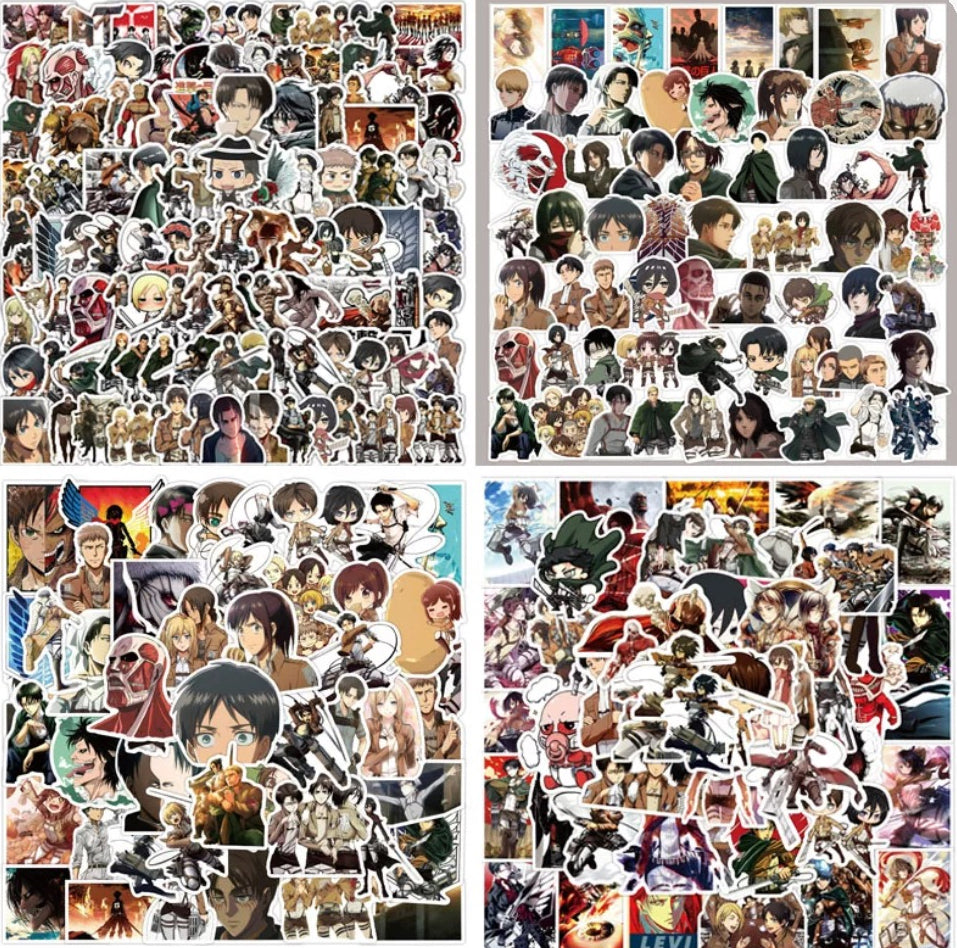 Attack on Titan Stickers (Eren, Mikasa, Armin, Levi) – DIY Decorative Anime Character Stickers