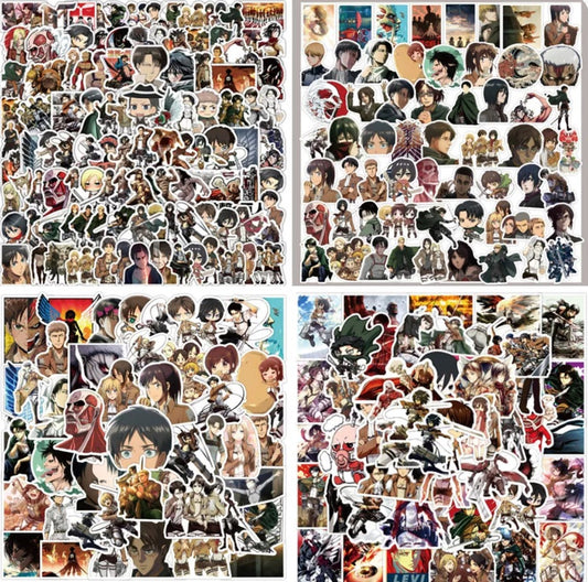 Attack on Titan Stickers (Eren, Mikasa, Armin, Levi) – DIY Decorative Anime Character Stickers