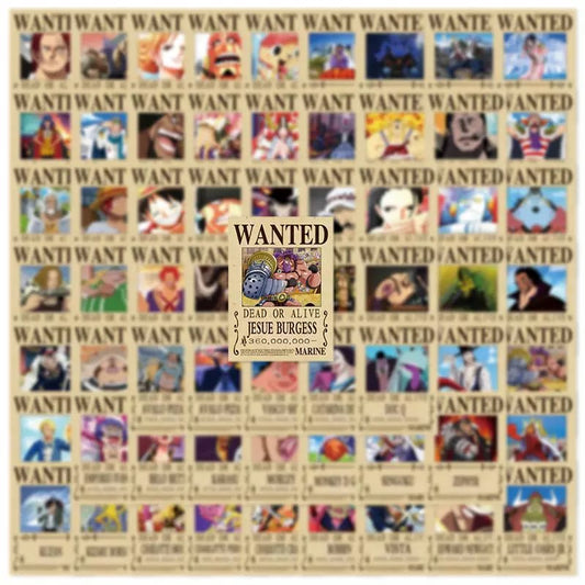70 One Piece Wanted Poster Stickers