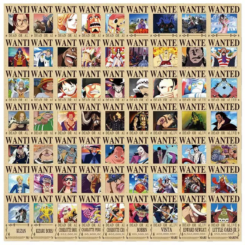 70 One Piece Wanted Poster Stickers