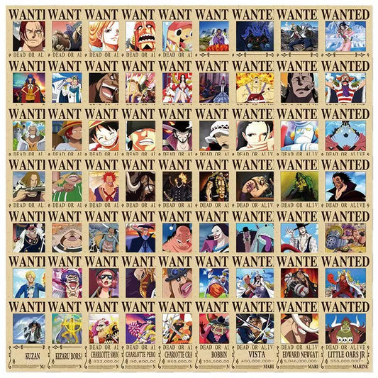 70 One Piece Wanted Poster Stickers