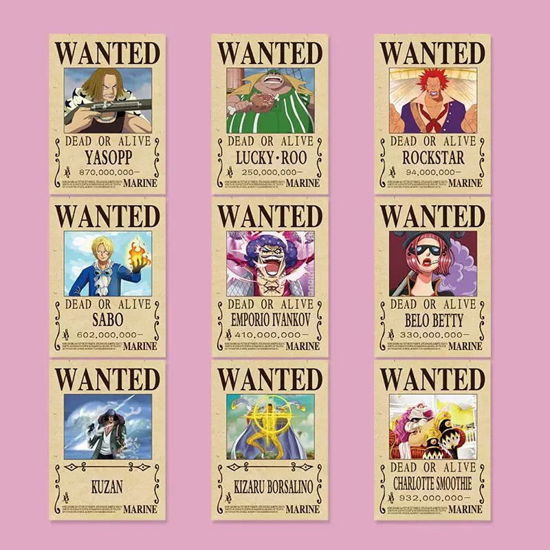 70 One Piece Wanted Poster Stickers