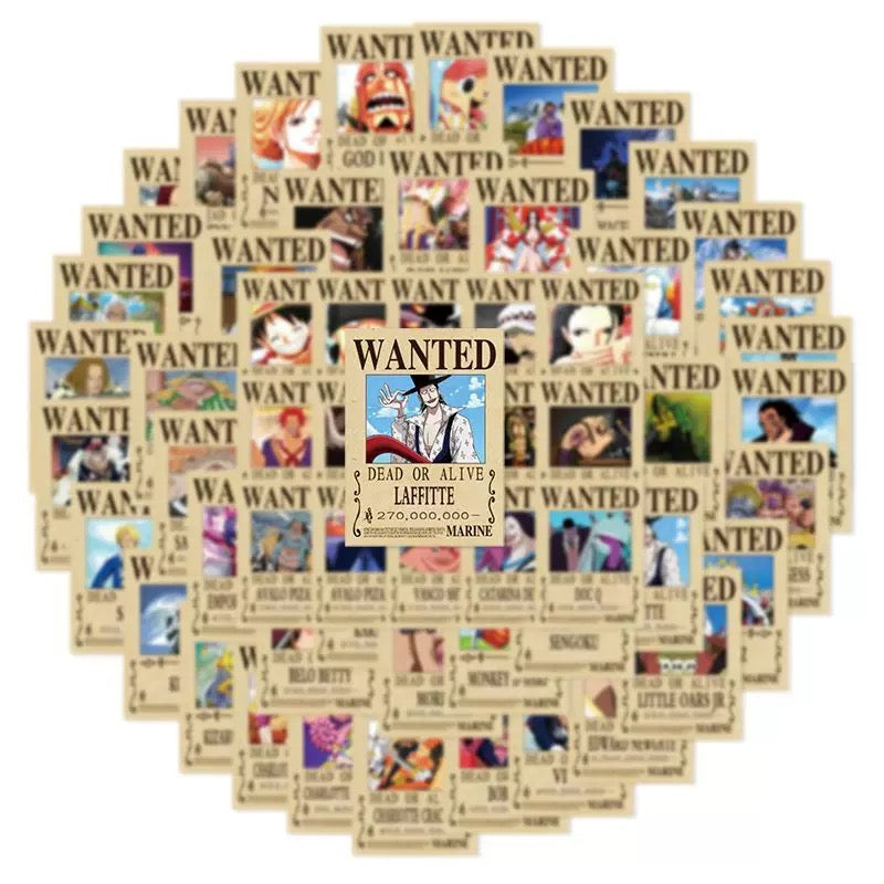 70 One Piece Wanted Poster Stickers