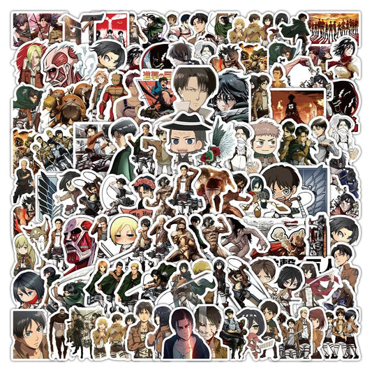 Attack on Titan Stickers (Eren, Mikasa, Armin, Levi) – DIY Decorative Anime Character Stickers